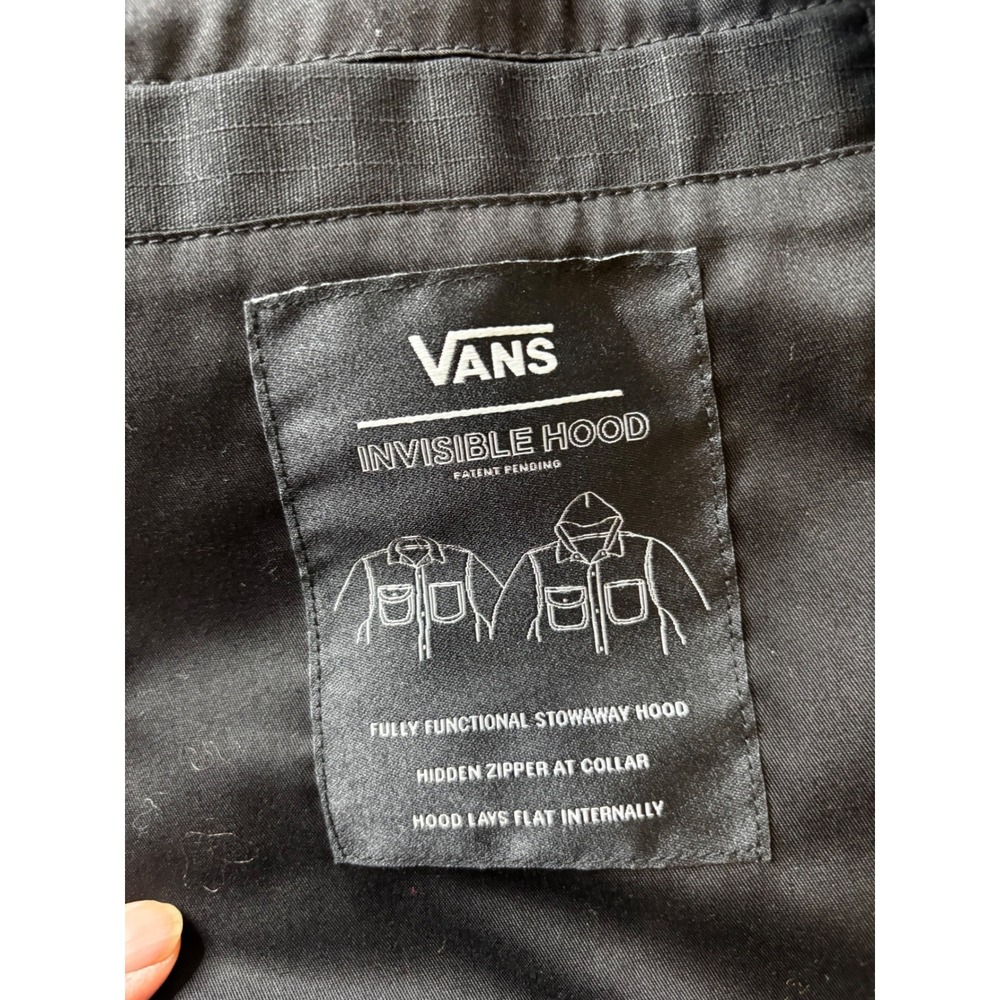 Vans Drill Chore Coat Men Size M Black Ripstop Jacket Invisible Hood VN0A3WFZBLK - Picture 6 of 14